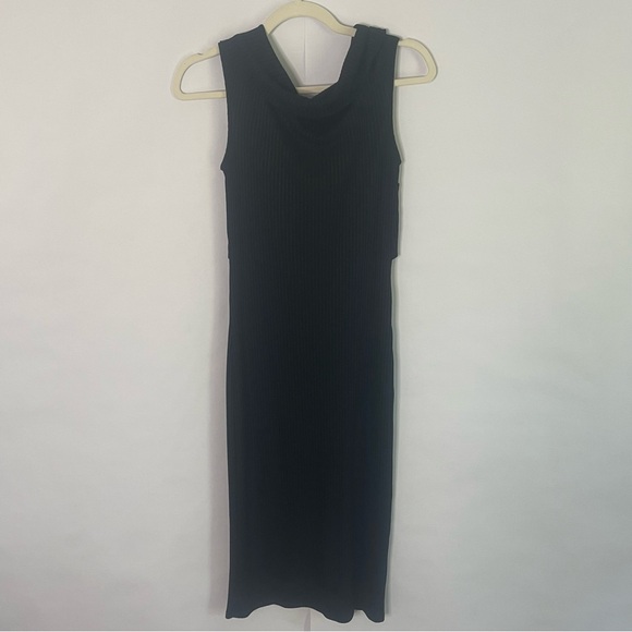 Michael Kors off shoulder ribbed midi bodycon black party cocktail dress Size M - Picture 7 of 15